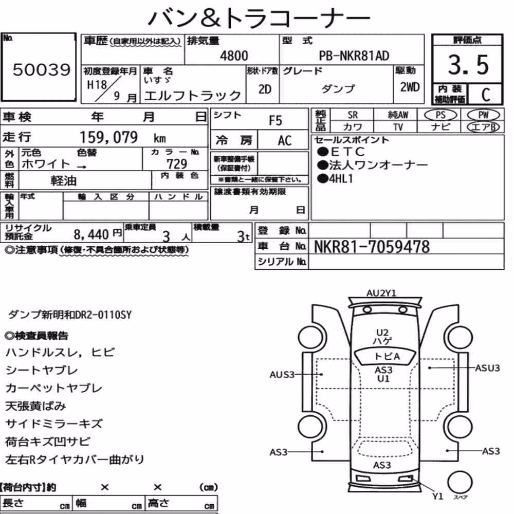 Notka aukcyjna: ISUZU ELF TRUCK DUMP