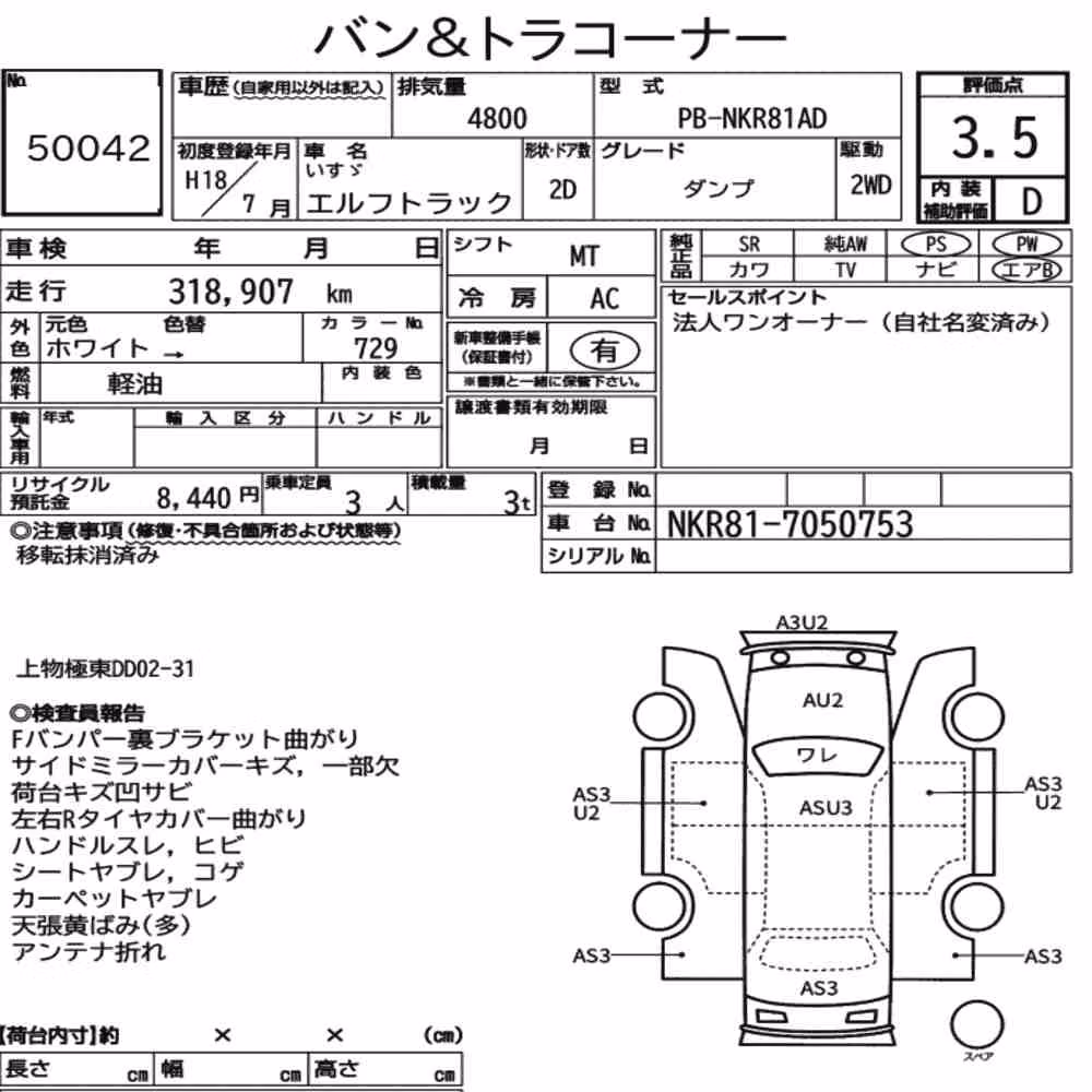 Notka aukcyjna: ISUZU ELF TRUCK DUMP
