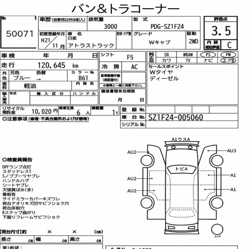 Notka aukcyjna: NISSAN ATLAS TRUCK W CAB