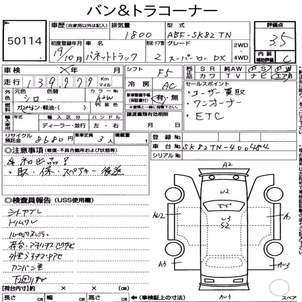 Notka aukcyjna: NISSAN VANETTE TRUCK SUPERLOW DX