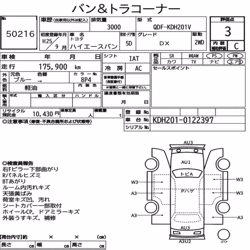 Notka aukcyjna: TOYOTA HIACE VAN 5D DX