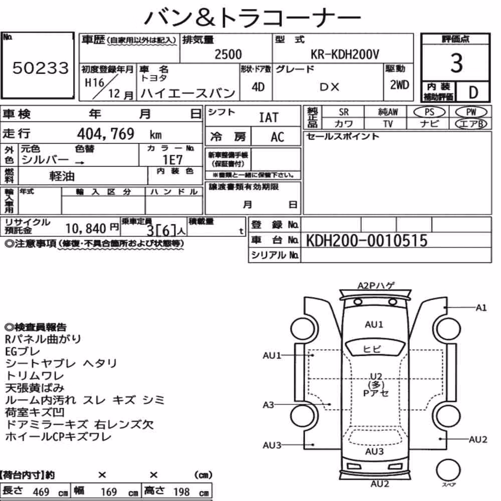 Notka aukcyjna: TOYOTA HIACE VAN 4D DX