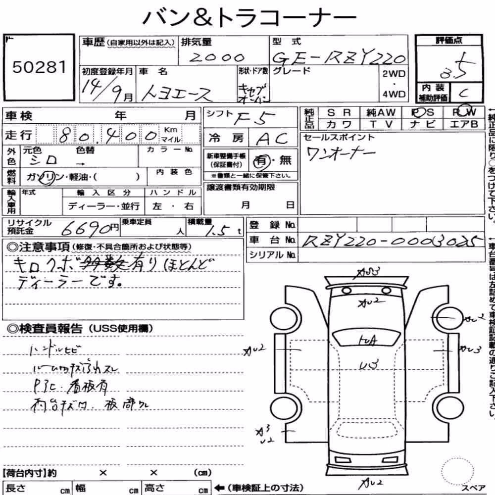 Notka aukcyjna: TOYOTA TOYOACE