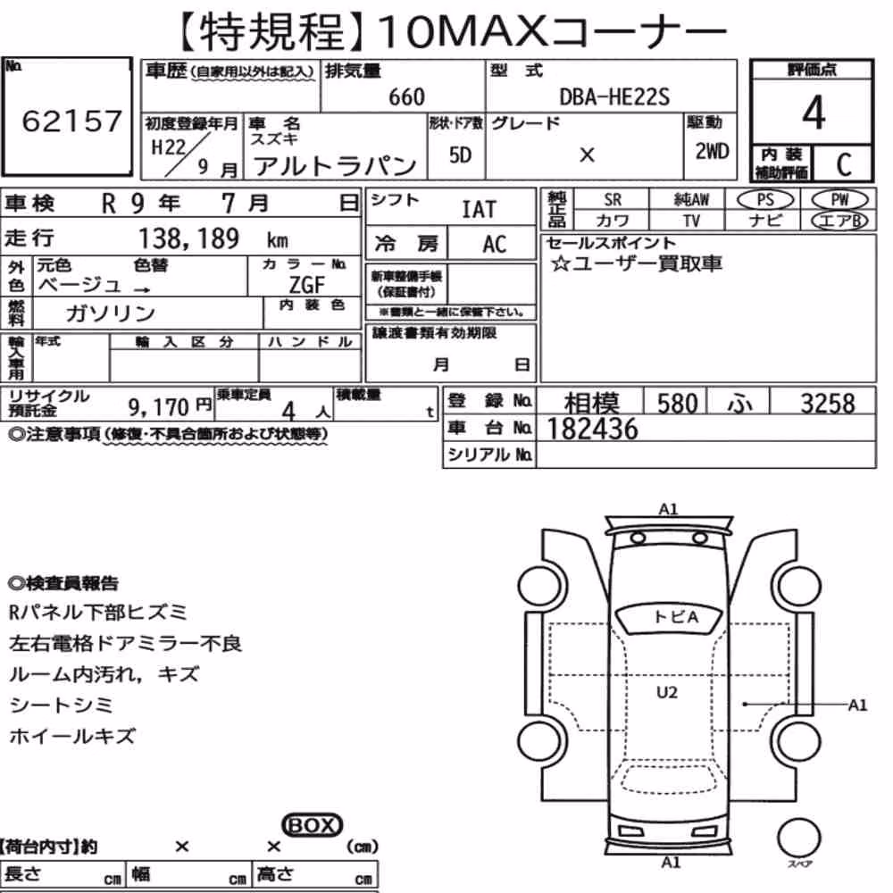 Notka aukcyjna: SUZUKI ALTO LAPIN X