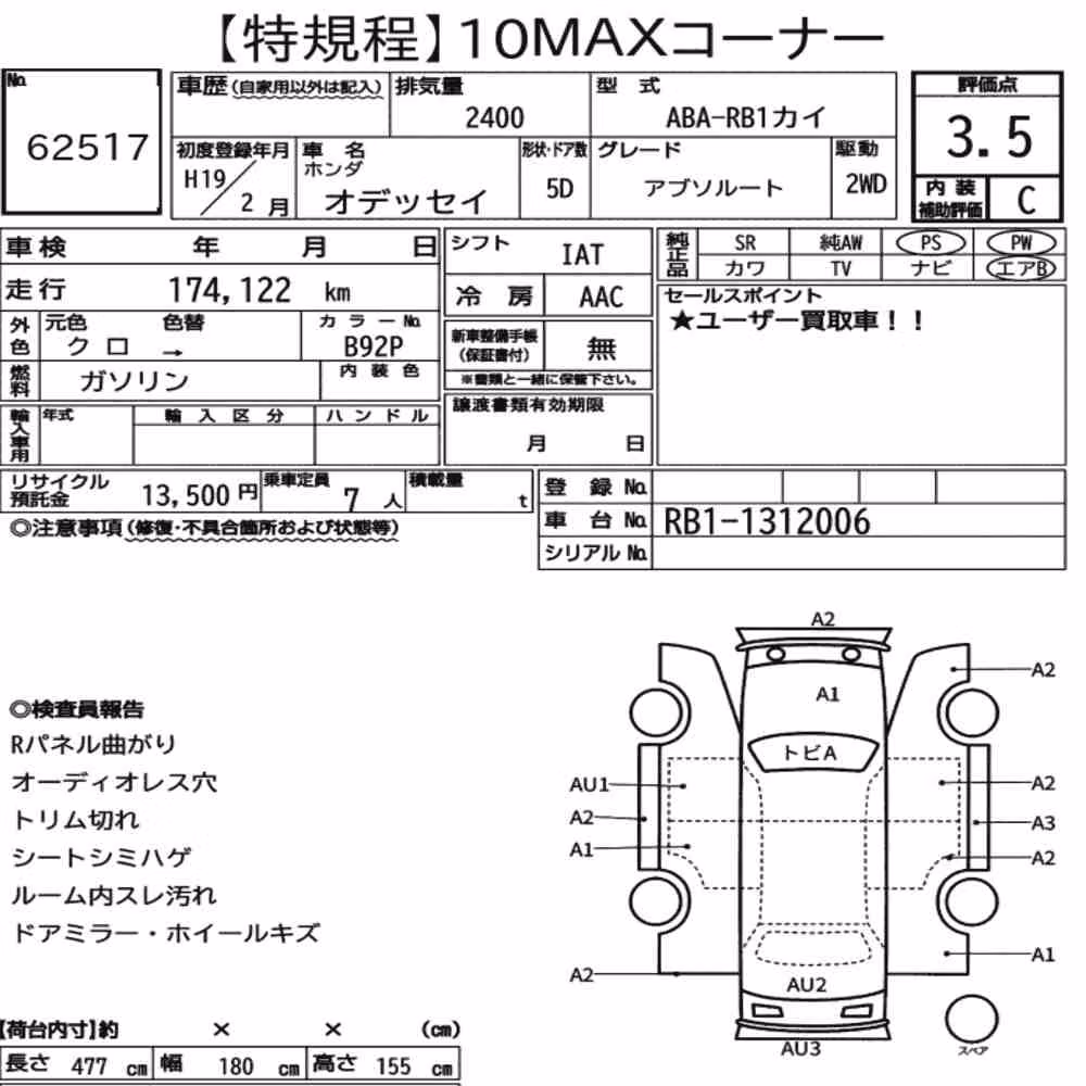 Notka aukcyjna: HONDA ODYSSEY ABSOLUTE