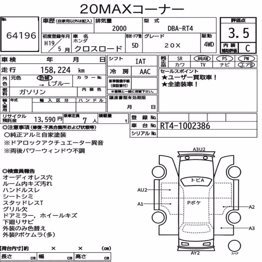 Notka aukcyjna: HONDA CROSS ROAD 5D 4WD 20X