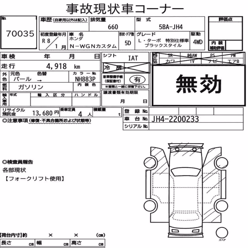Notka aukcyjna: HONDA N-WGN CUSTOM 4WD L TURBO SPECIAL EDITION BLACK STYLE