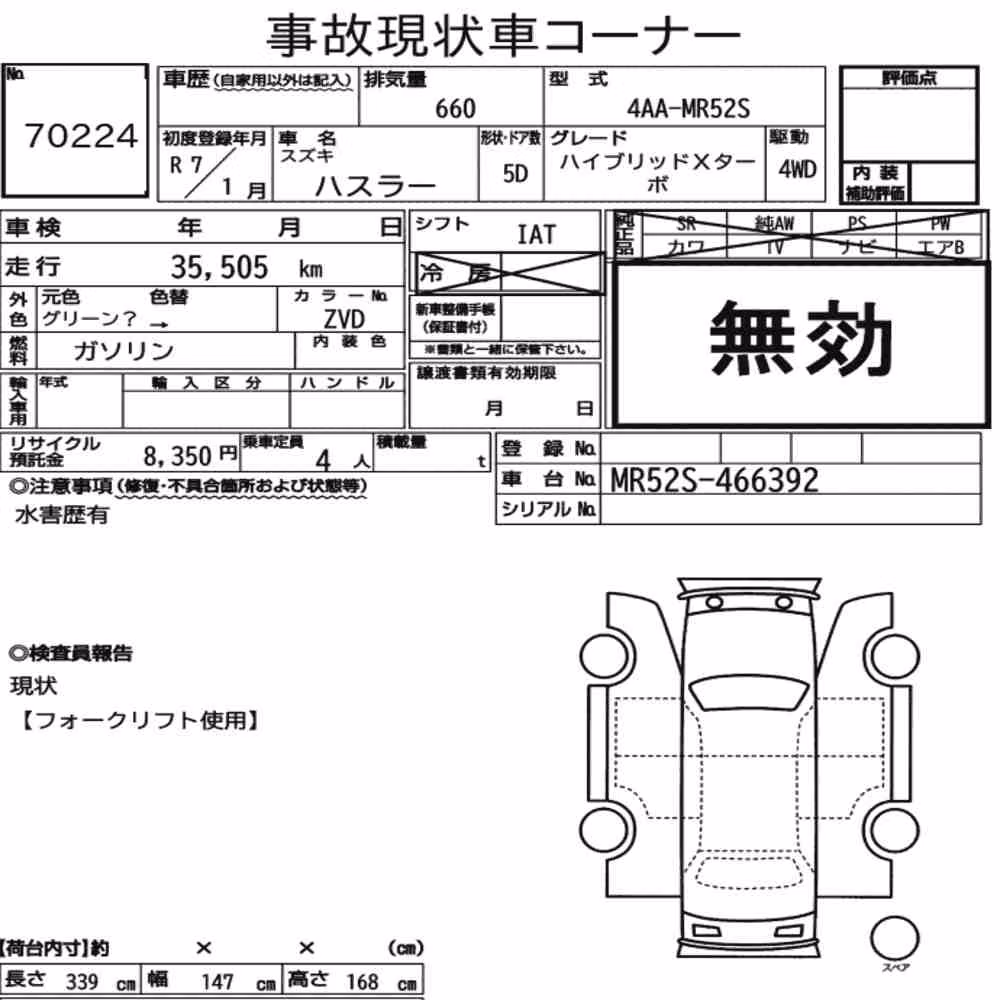 Notka aukcyjna: SUZUKI HUSTLER 4WD HYBRID X TURBO