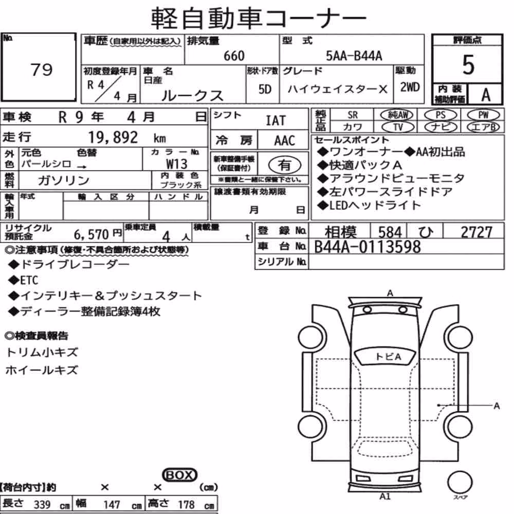 Notka aukcyjna: NISSAN ROOX HIGHWAY STAR X