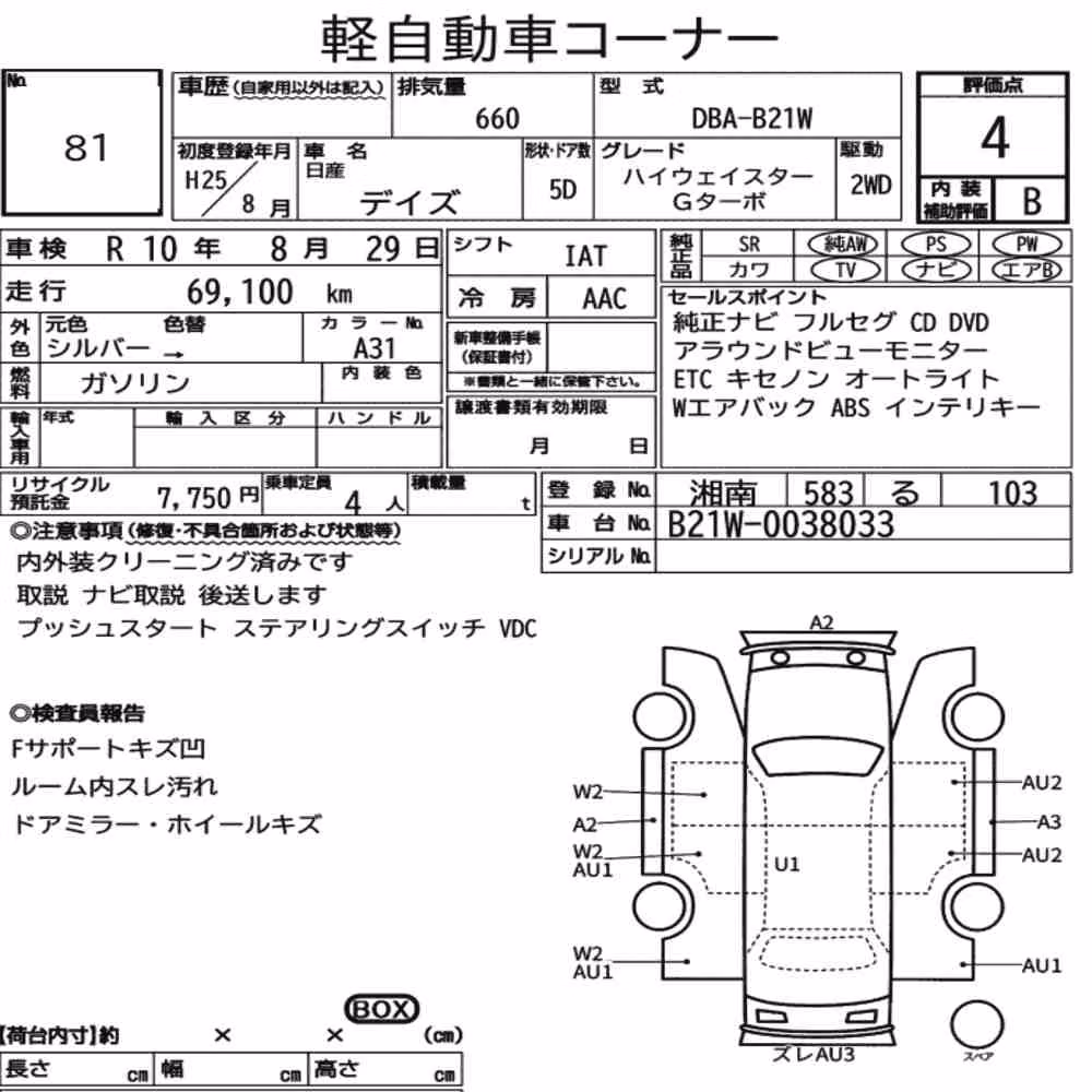 Notka aukcyjna: NISSAN DAYZ HIGHWAY STAR G TURBO