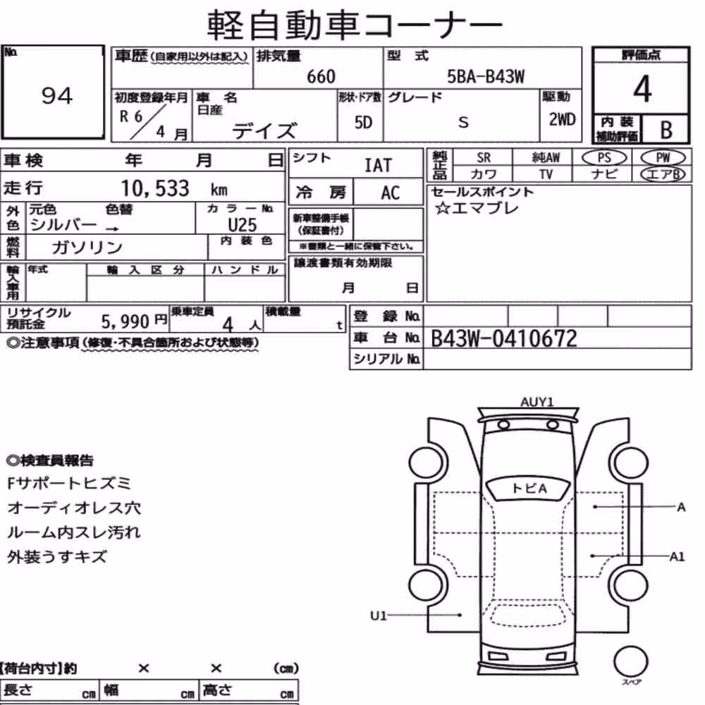 Notka aukcyjna: NISSAN DAYZ S