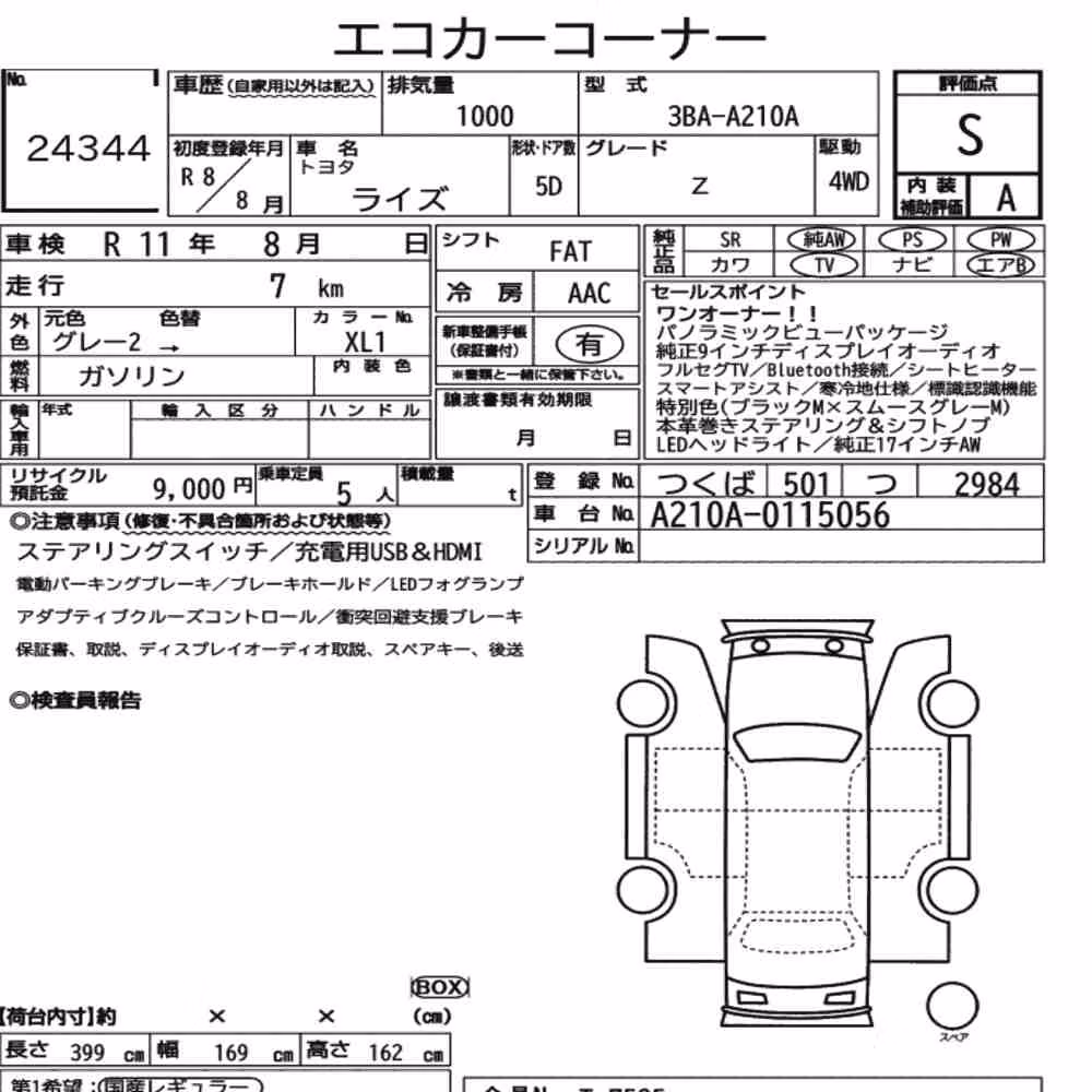 Notka aukcyjna: TOYOTA RAIZE 4WD Z