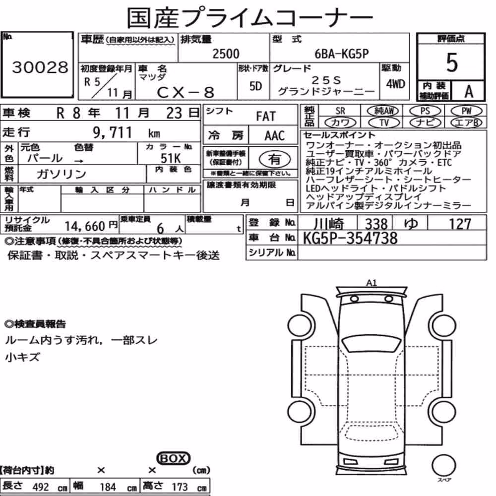 Notka aukcyjna: MAZDA CX-8 4WD 25S GRAND JOURNEY