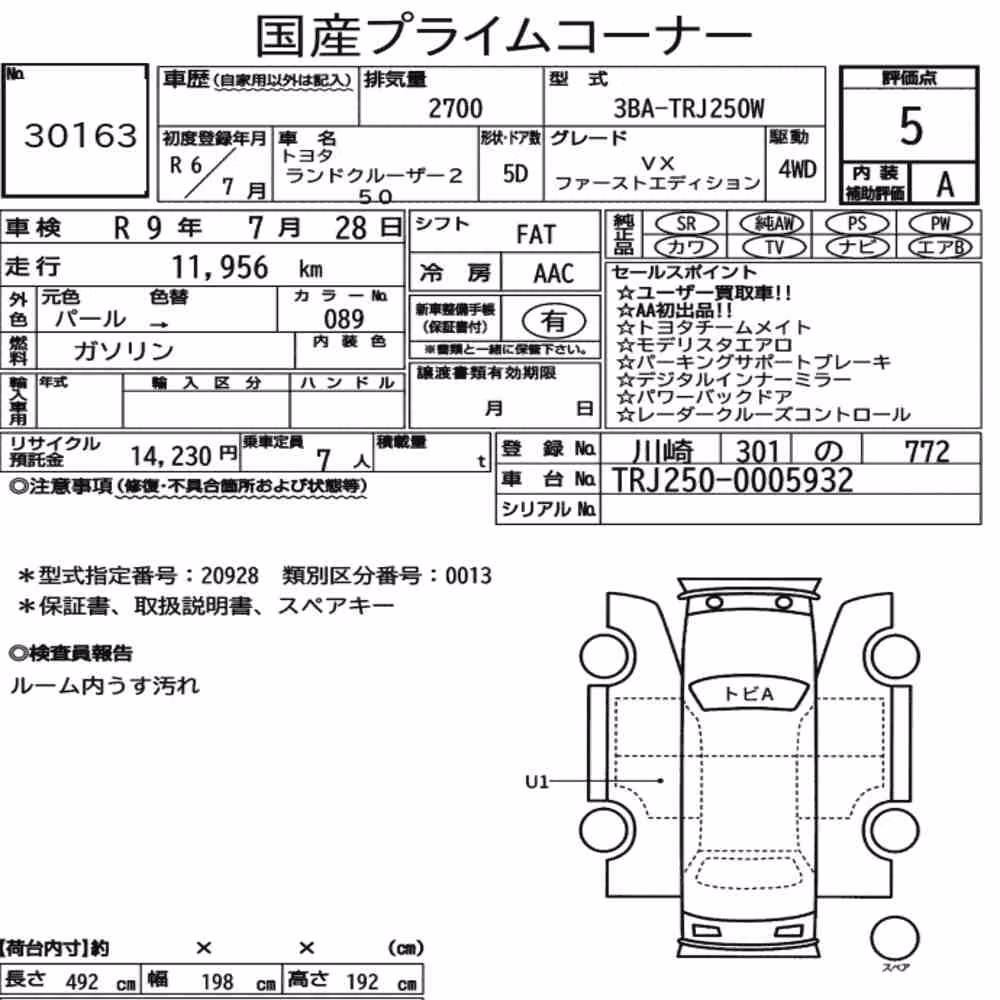 Notka aukcyjna: TOYOTA LAND CRUISER 250 4WD VX FIRST EDITION