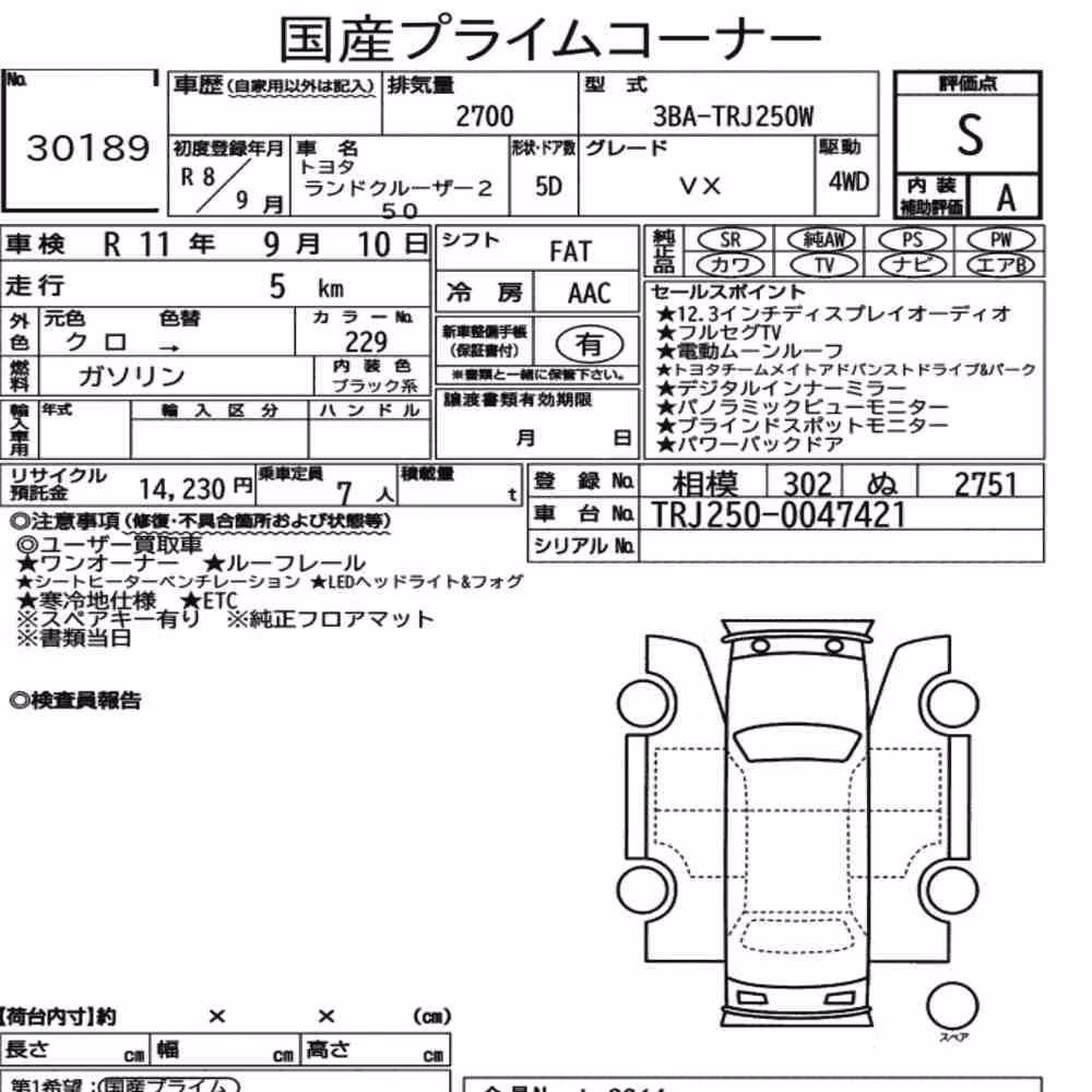 Notka aukcyjna: TOYOTA LAND CRUISER 250 4WD VX