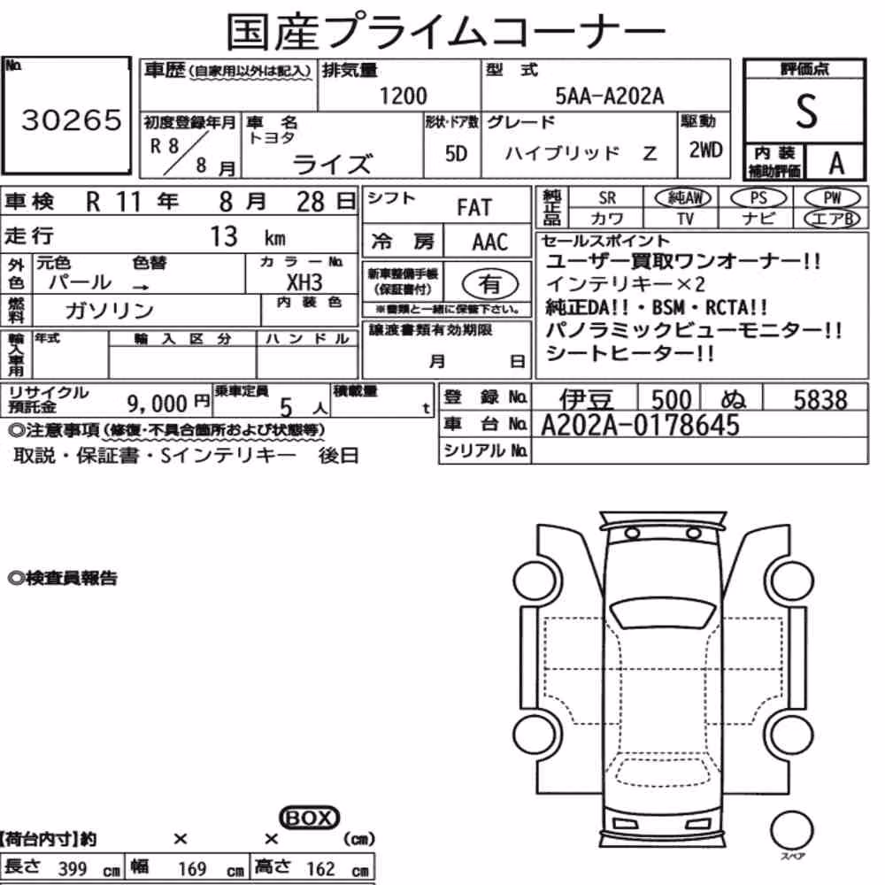 Notka aukcyjna: TOYOTA RAIZE HYBRID Z
