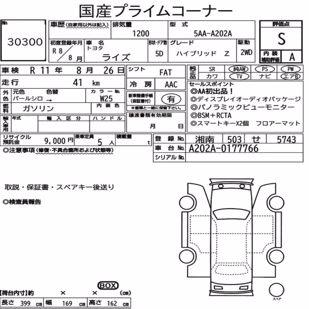 Notka aukcyjna: TOYOTA RAIZE HYBRID Z