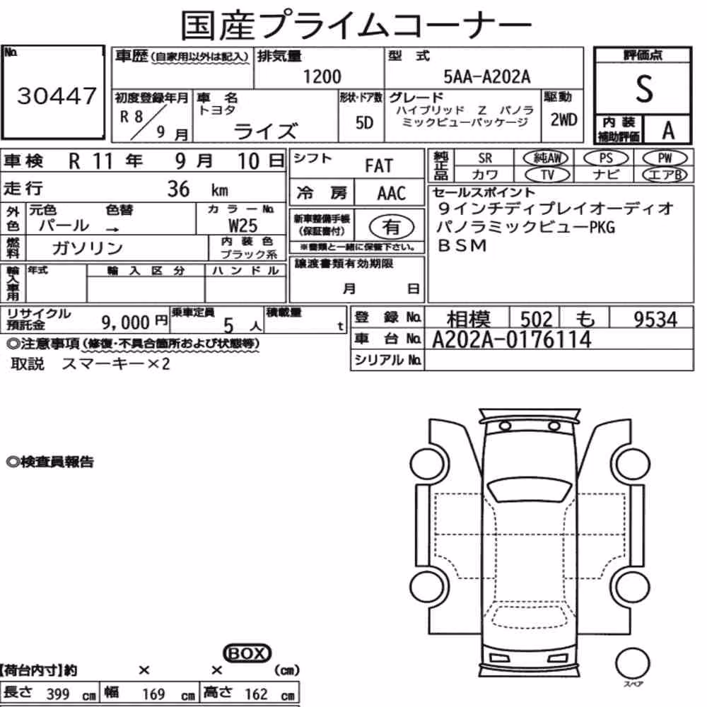 Notka aukcyjna: TOYOTA RAIZE HYBRID Z
