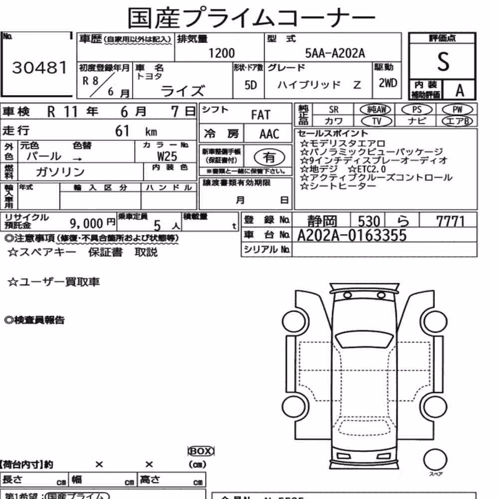Notka aukcyjna: TOYOTA RAIZE HYBRID Z