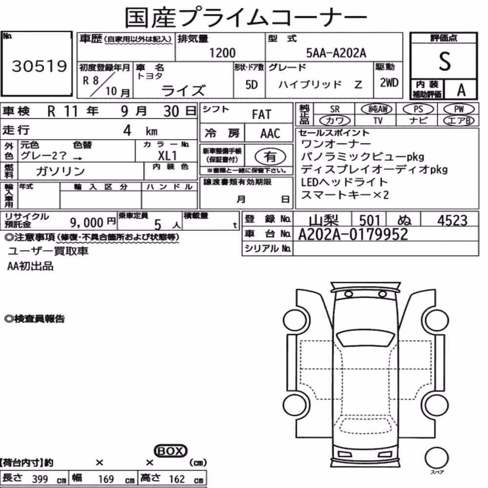 Notka aukcyjna: TOYOTA RAIZE HYBRID Z
