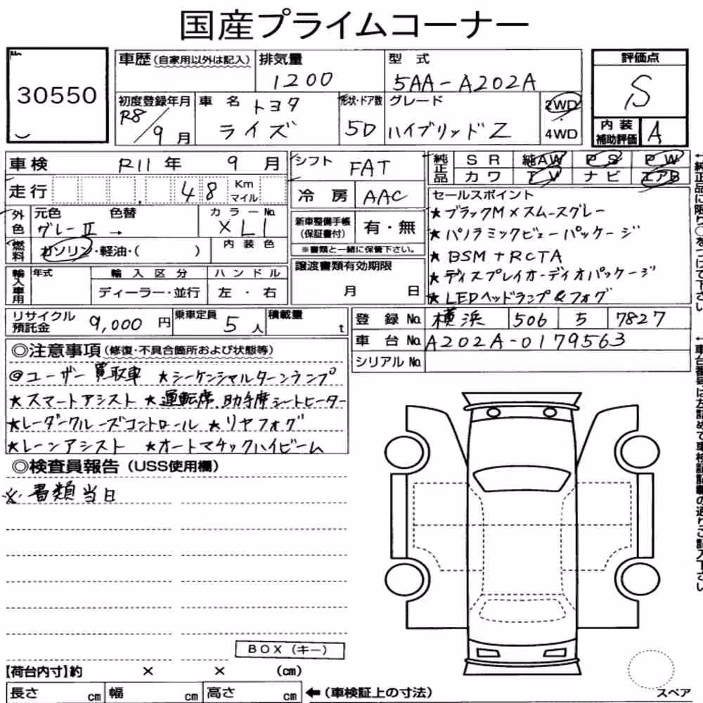 Notka aukcyjna: TOYOTA RAIZE HYBRID Z