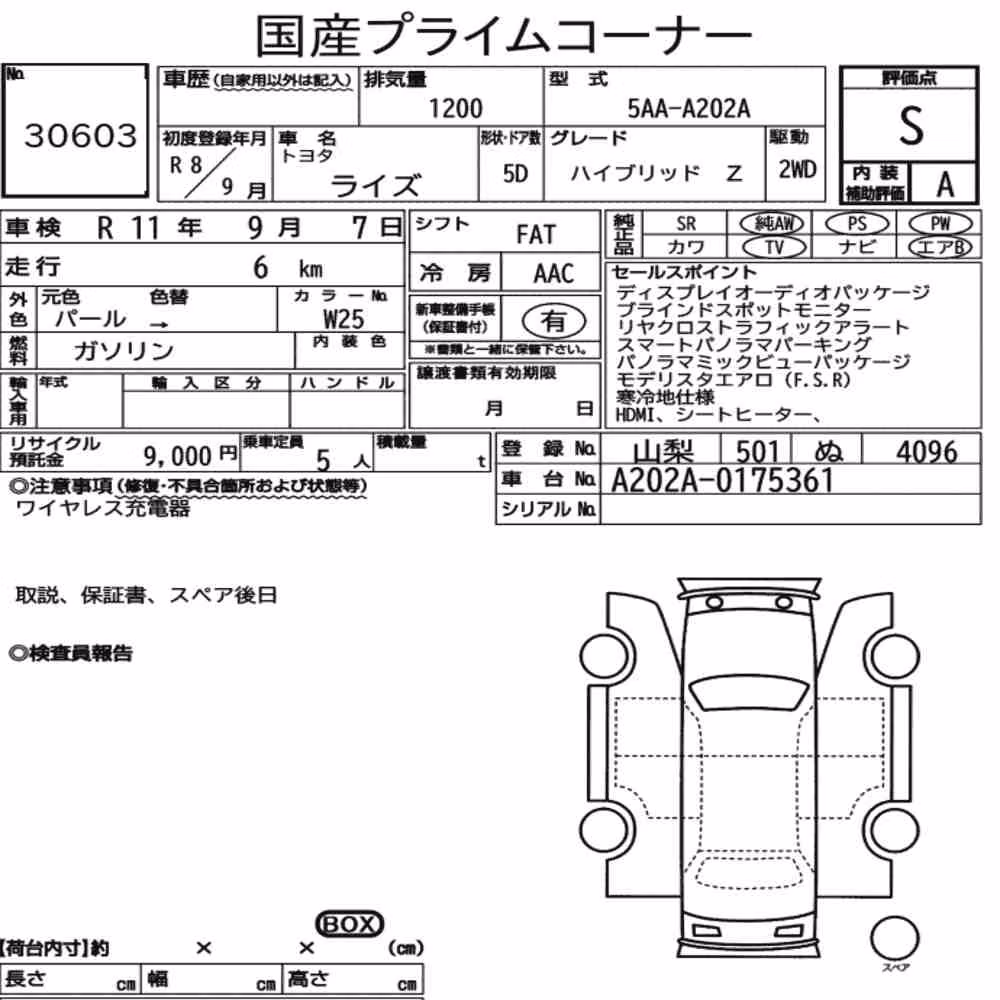 Notka aukcyjna: TOYOTA RAIZE HYBRID Z