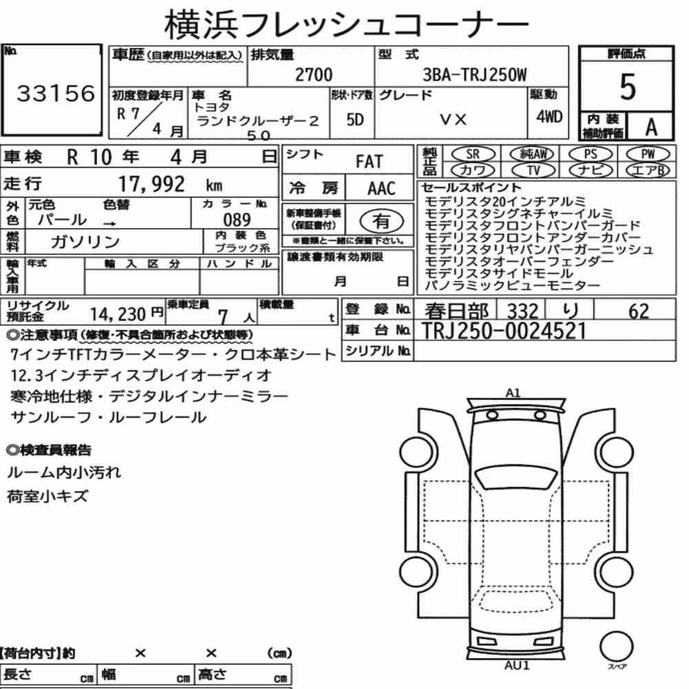 Notka aukcyjna: TOYOTA LAND CRUISER 250 4WD VX
