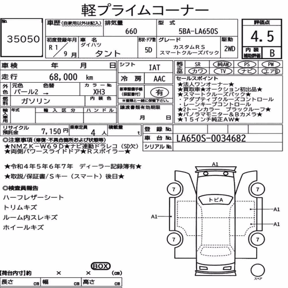 Notka aukcyjna: DAIHATSU TANTO CUSTOM RS