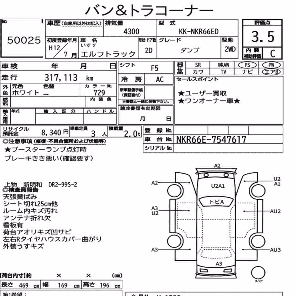 Notka aukcyjna: ISUZU ELF TRUCK 2D DUMP