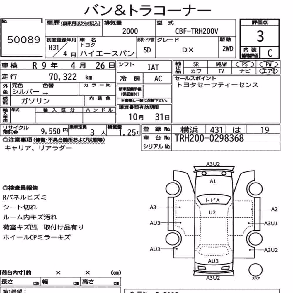 Notka aukcyjna: TOYOTA HIACE VAN 5D DX