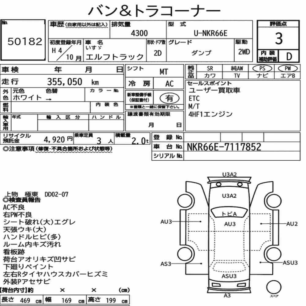 Notka aukcyjna: ISUZU ELF TRUCK 2D DUMP