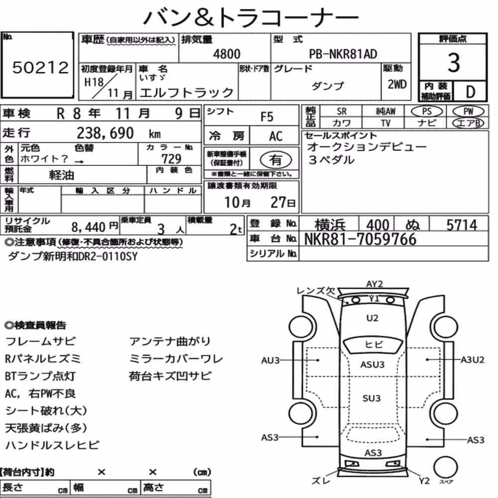 Notka aukcyjna: ISUZU ELF TRUCK DUMP
