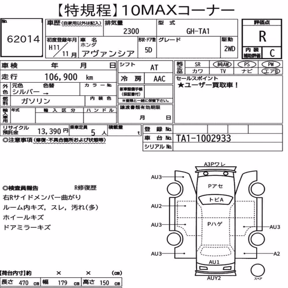 Notka aukcyjna: HONDA AVANCIER