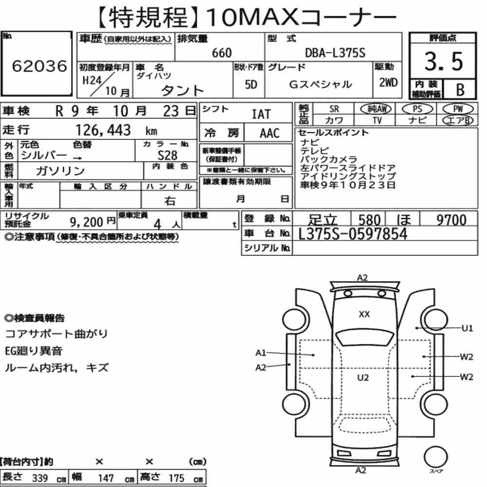 Notka aukcyjna: DAIHATSU TANTO G SPECIAL