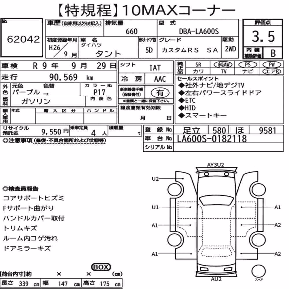 Notka aukcyjna: DAIHATSU TANTO CUSTOM RS SA