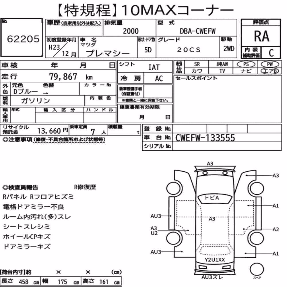 Notka aukcyjna: MAZDA PREMACY 20CS