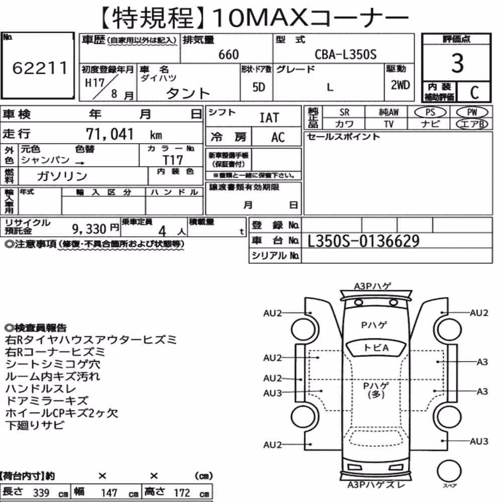 Notka aukcyjna: DAIHATSU TANTO L