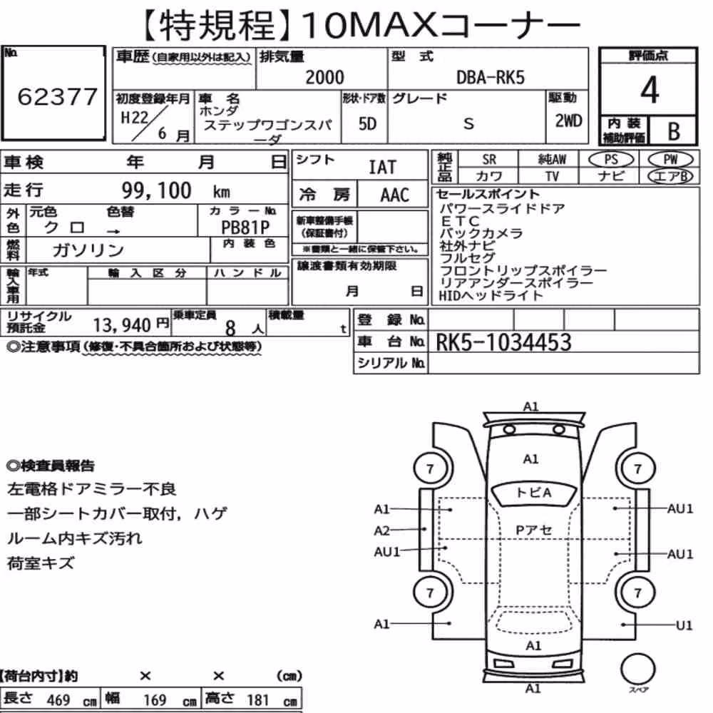 Notka aukcyjna: HONDA STEPWAGON SPADA S
