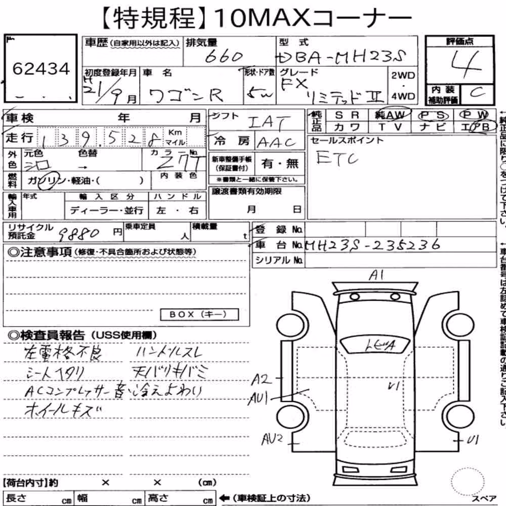Notka aukcyjna: SUZUKI WAGON R 5D FX LIMITED Ⅱ